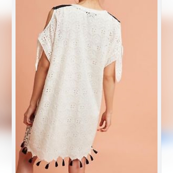 Anthropologie Hemant & Nandita Embroidered Tunic Cut Out Sleeves Eyelet XL - Picture 3 of 9